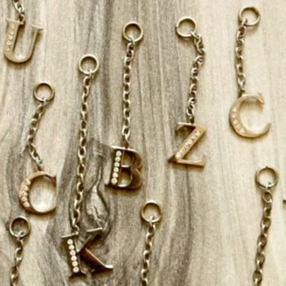 NWT Silver-colored (C), rhinestone studded initial Bag Charm